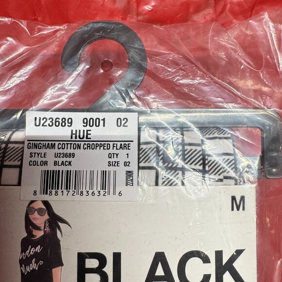 BNWT HUE U23689 Cropped Flare Cotton Leggings Gingham - Picture 6 of 6